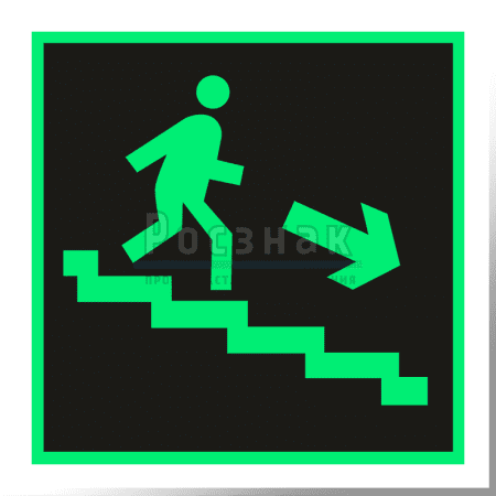 E 13ФС  Направление к эвакуационному выходу по лестнице вниз