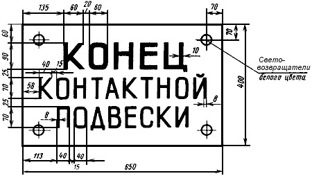 Знак "КОНЕЦ КОНТАКТНОЙ ПОДВЕСКИ"