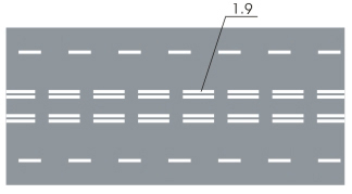 Вид горизонтальной дорожной разметки 1.9